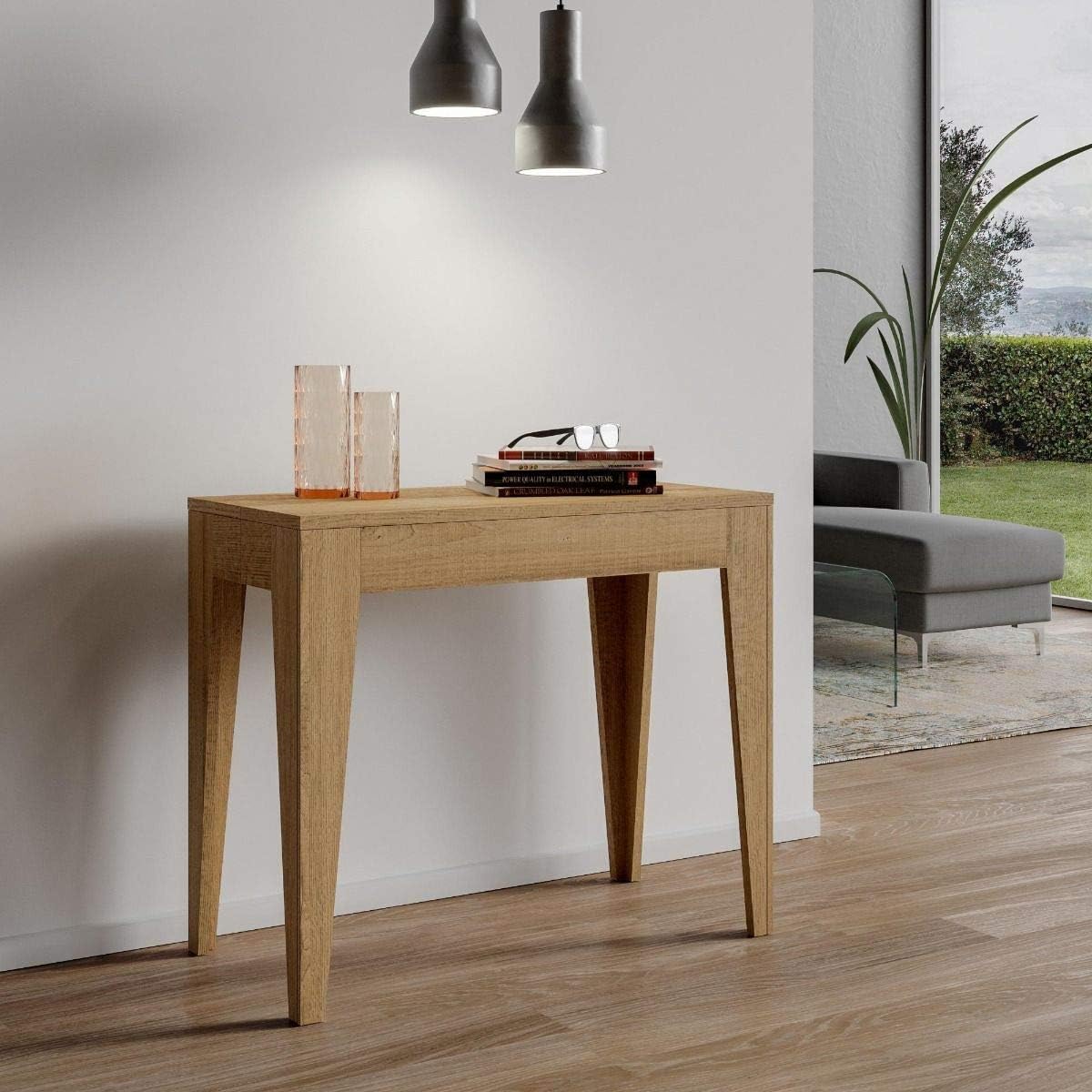 Itamoby- Konsolentische, 302 cm, Natur, ausziehbarer Konsolentisch Isotta Eiche B. 90 x H. 77 x T